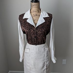 Vintage cheetah and cre blouse sz S